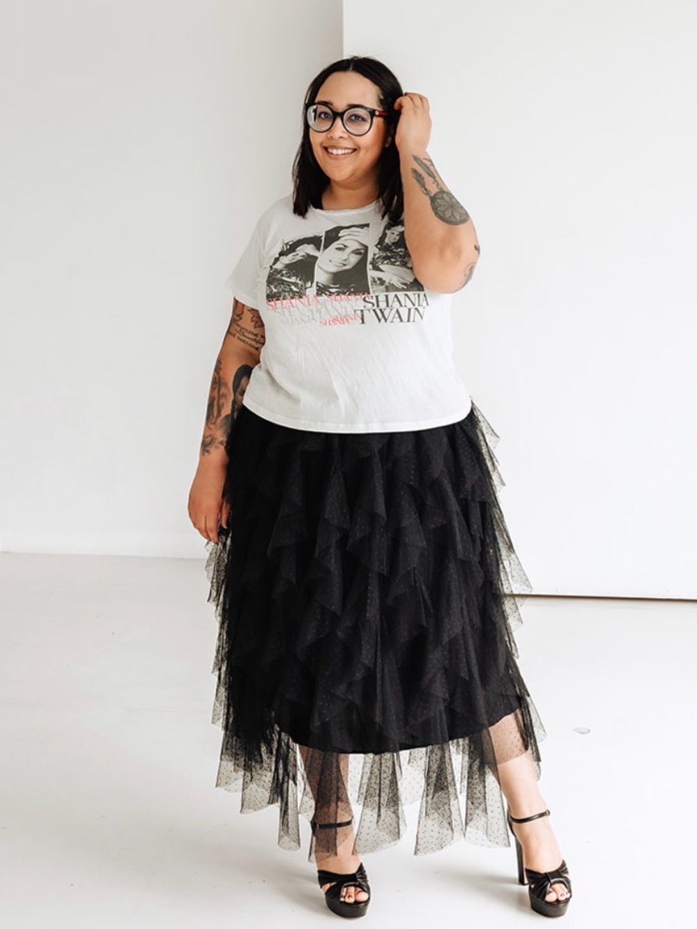 The Chéri Ruffled Tulle Midi Skirt by Anthropologie | 2X